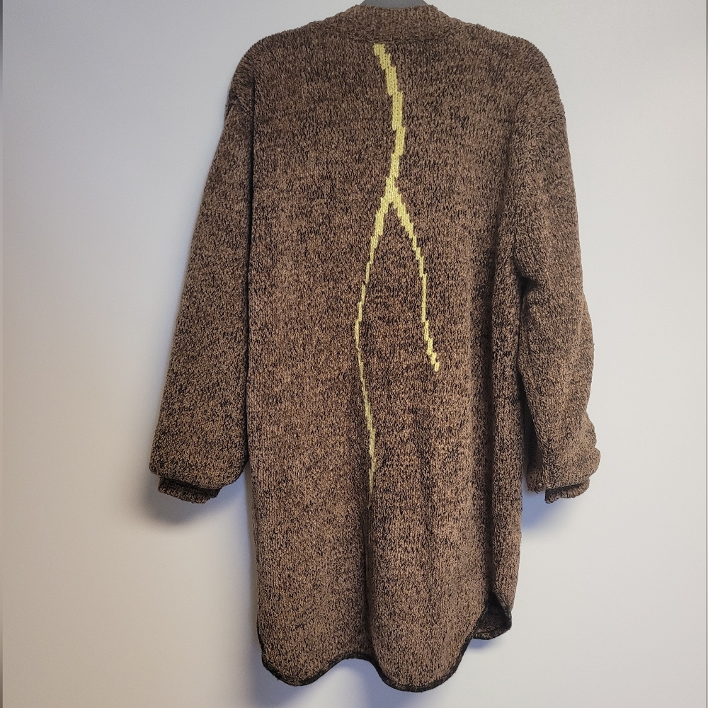 Vintage 90's Jamie Sadock Brown Chunky Knit Sweater  Teddy Jacket Large - Picture 9 of 9